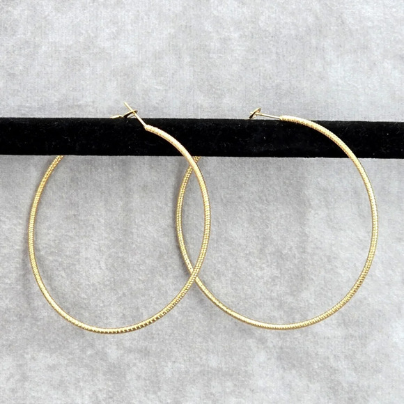 Gold Large Spiral Hoop Dangle Earrings Fashion Jewelry JB2-32 - Picture 1 of 5
